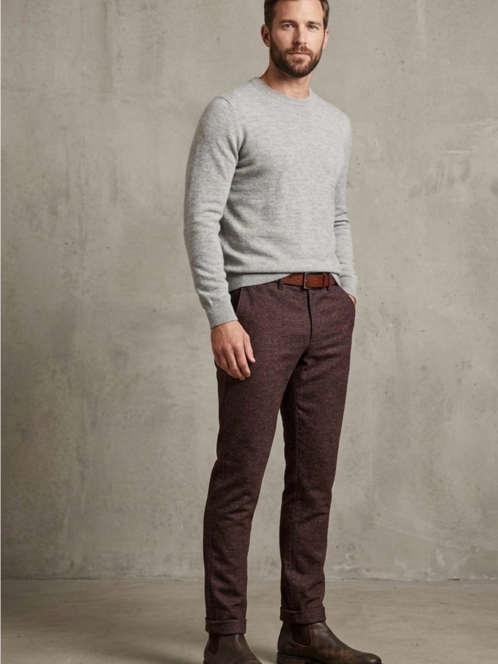 J. Crew Men's Slim textured, heathered dark brown Trousers Size 31 x 32